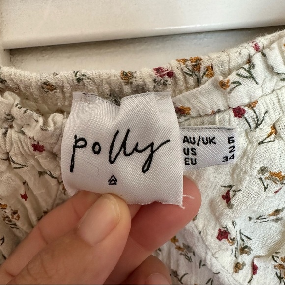 Princess Polly Smocked Floral Puff Sleeve Crop Top Cottagecore Peasant XS - Picture 3 of 9